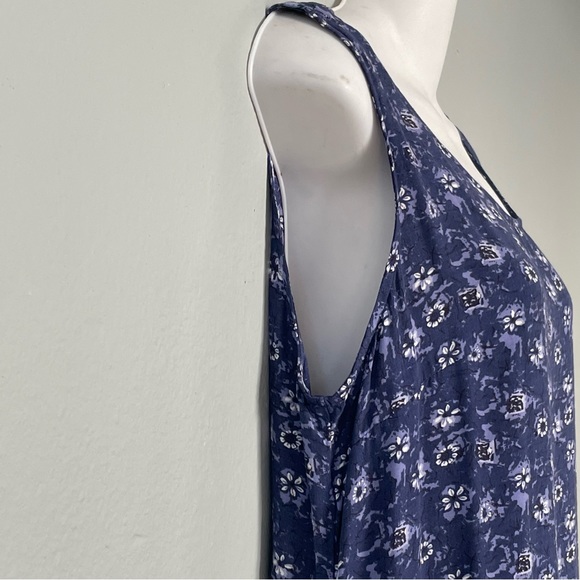 NINA PICCALINO Vtg Maxi Sleeveless Blue & White Floral Shift Sundress Size 14 - Picture 3 of 11
